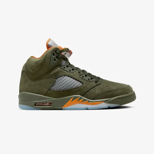 Nike Air Jordan Retro-5,Olive Green. 10A-Leather Quality